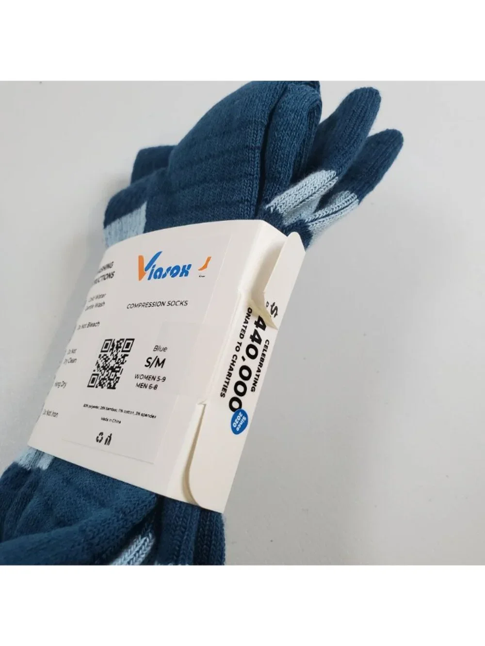 Viasox Easy Stretch Compression Socks Women Size S - M NWT Blue Bamboo Blend